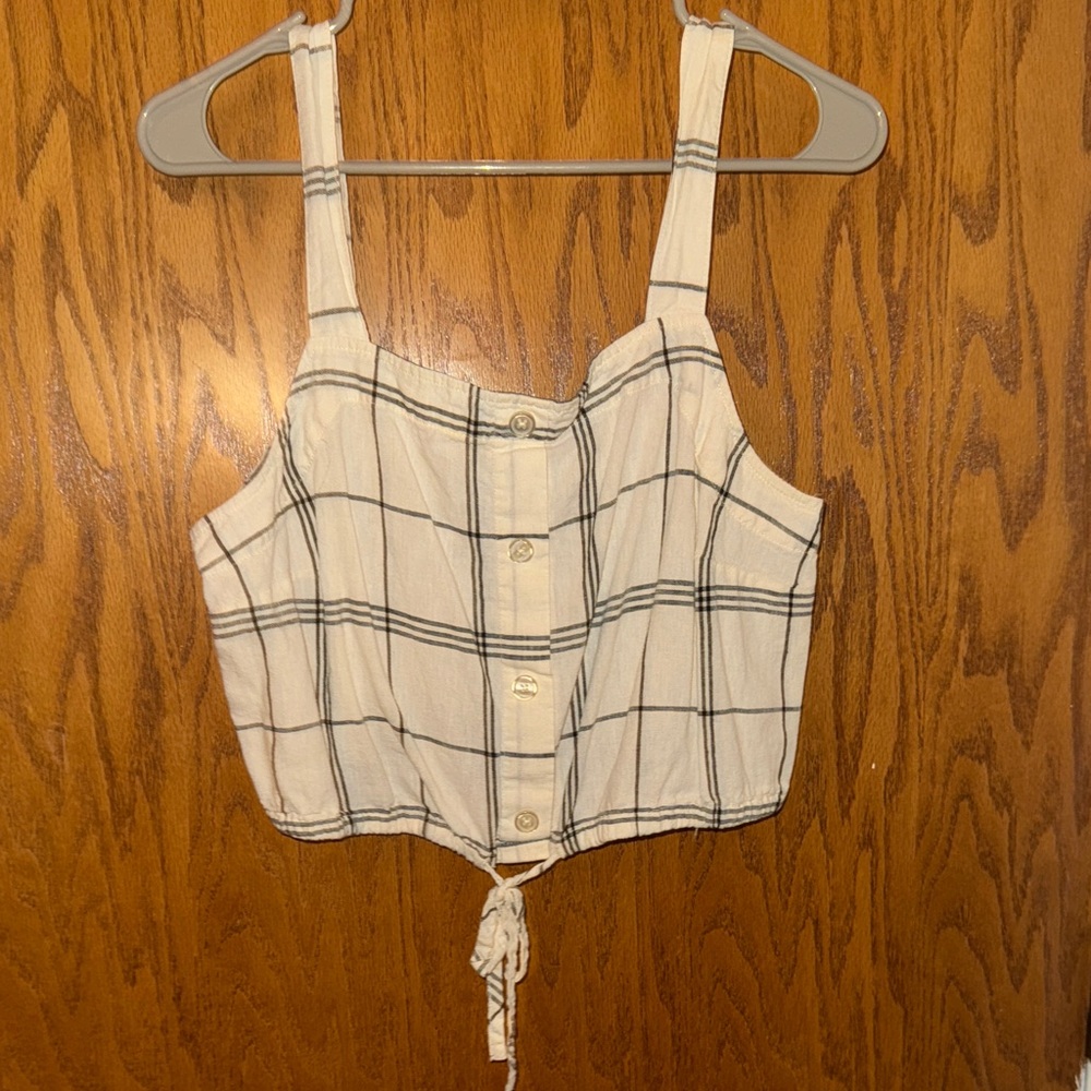 a new day Checkered Button-Front Crop Top